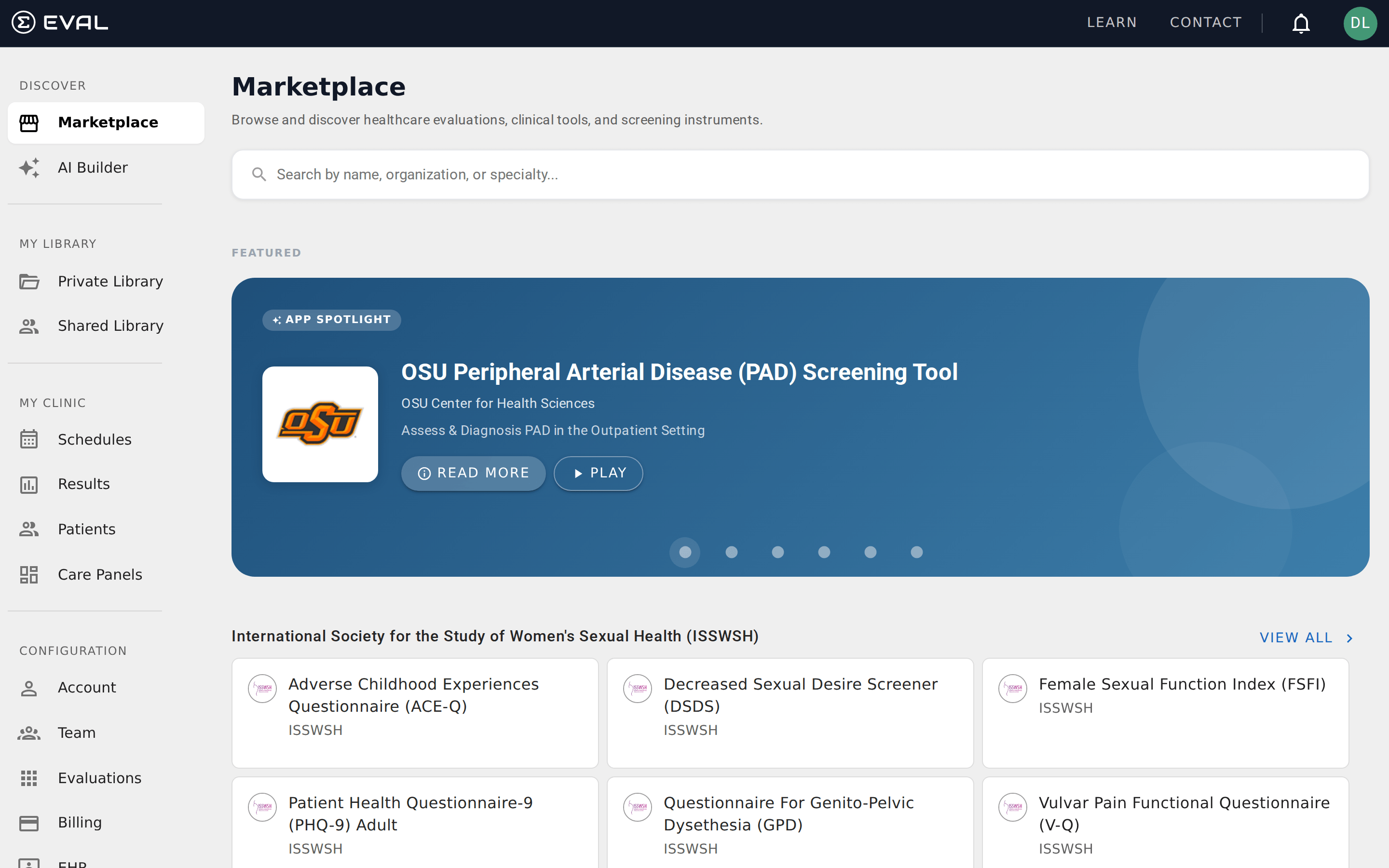 EVAL dashboard overview