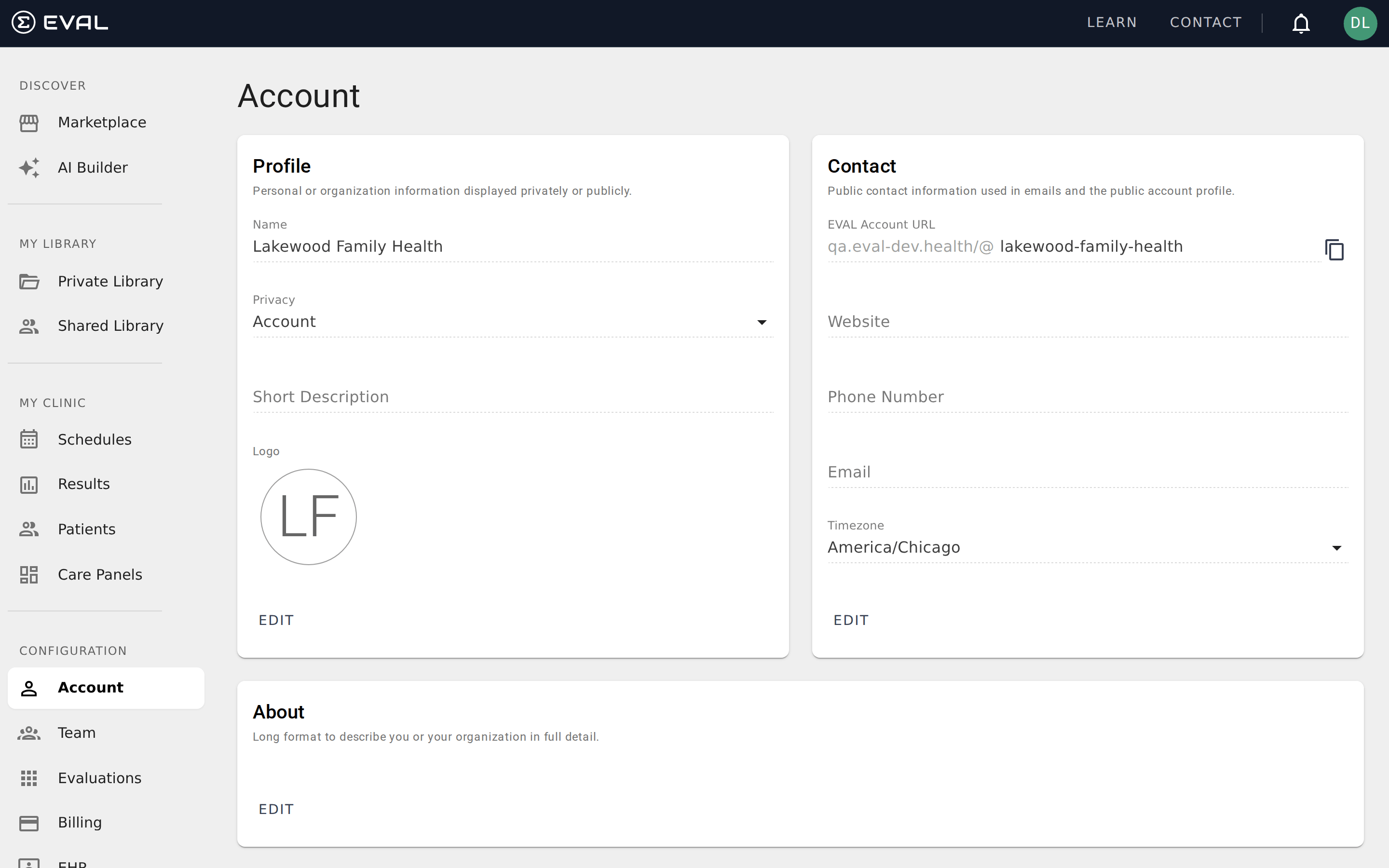 My profile page overview