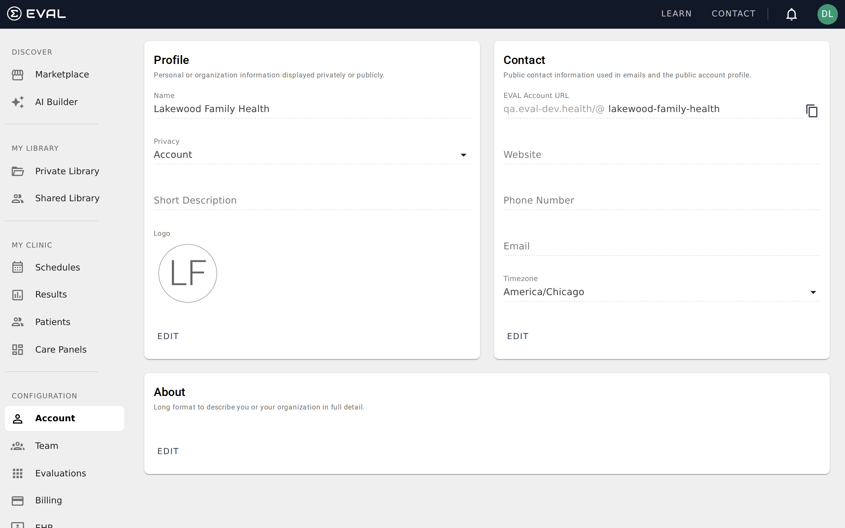 Profile security and notifications card